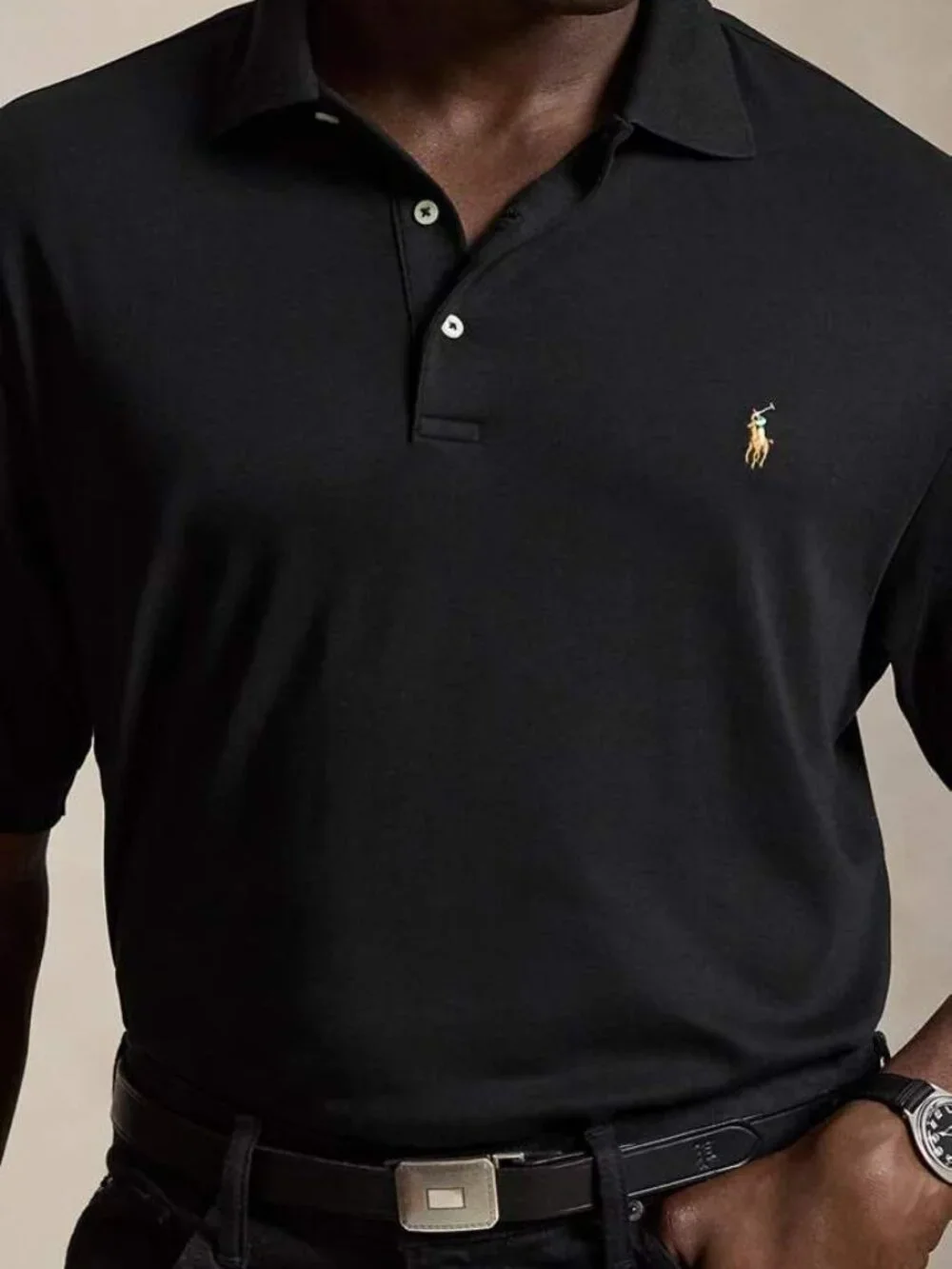 Polo Ralph Lauren Soft Cotton Polo Shirt Mens 3XLT Short Sleeve Black Flesh Pony
